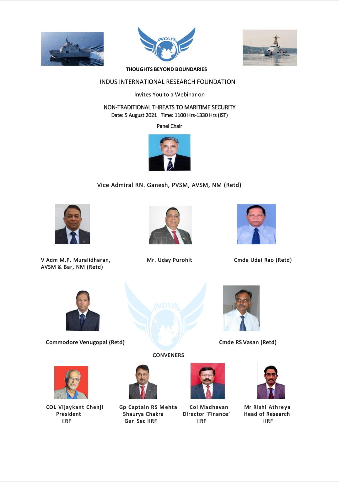IIRF Webinar on  Non-Traditional Threats to Maritime Security – 05 August 2021