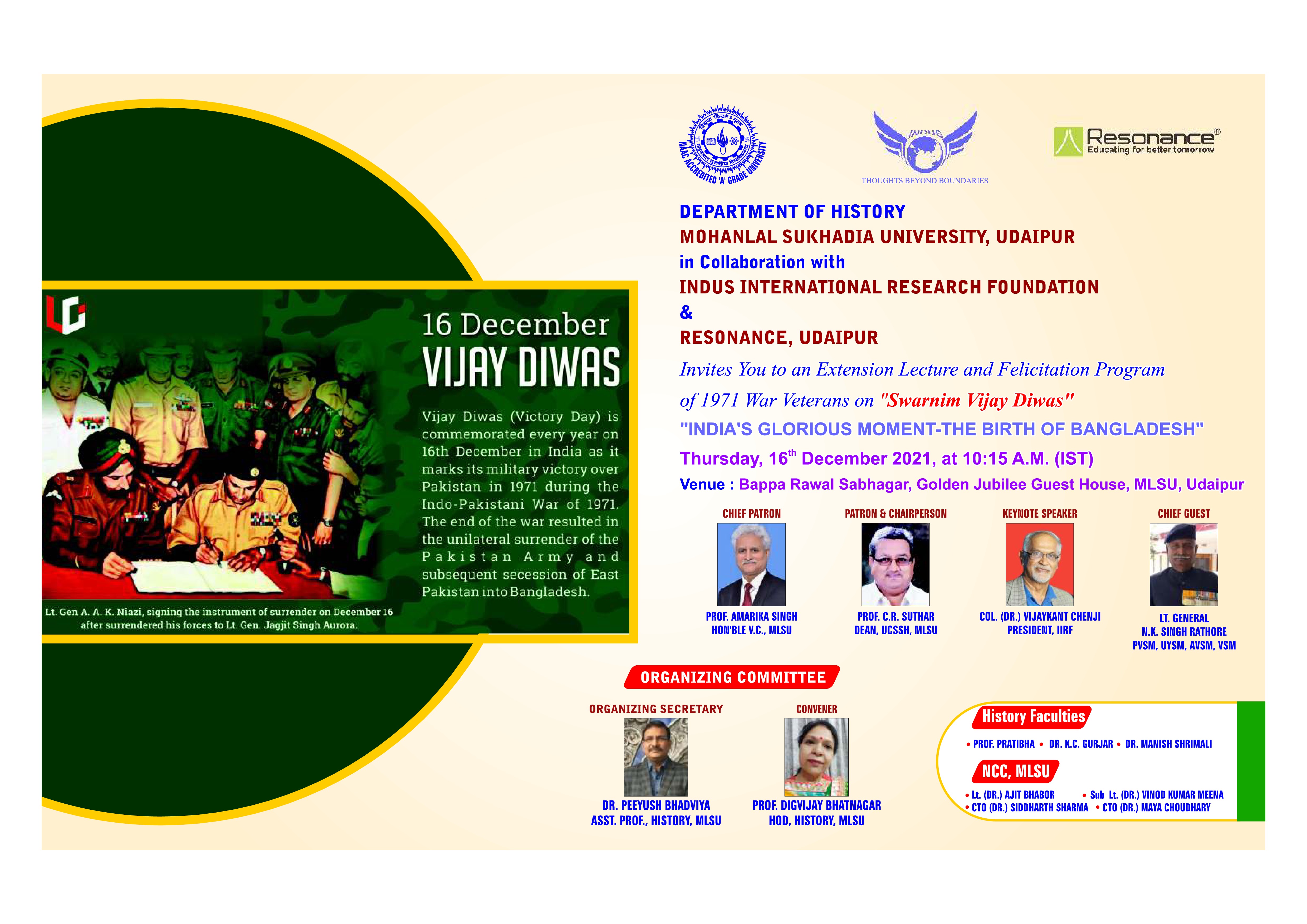 IIRF and Sukhadia University Celeberated Golden Victory Day